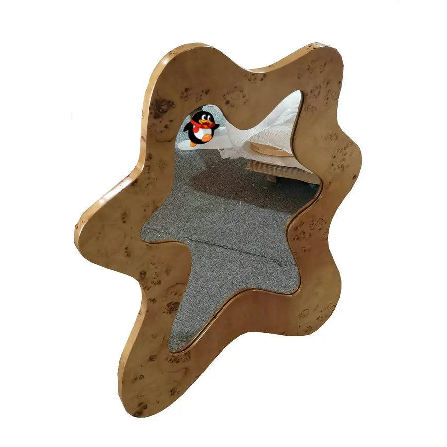 Elegant Modern Wood Burl Veneer Frame Full-Length Floor & Wall Mirror