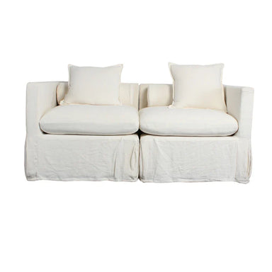 Elegant Modern White Slipcover Three-Seat Sofa Couch Set for Living Room