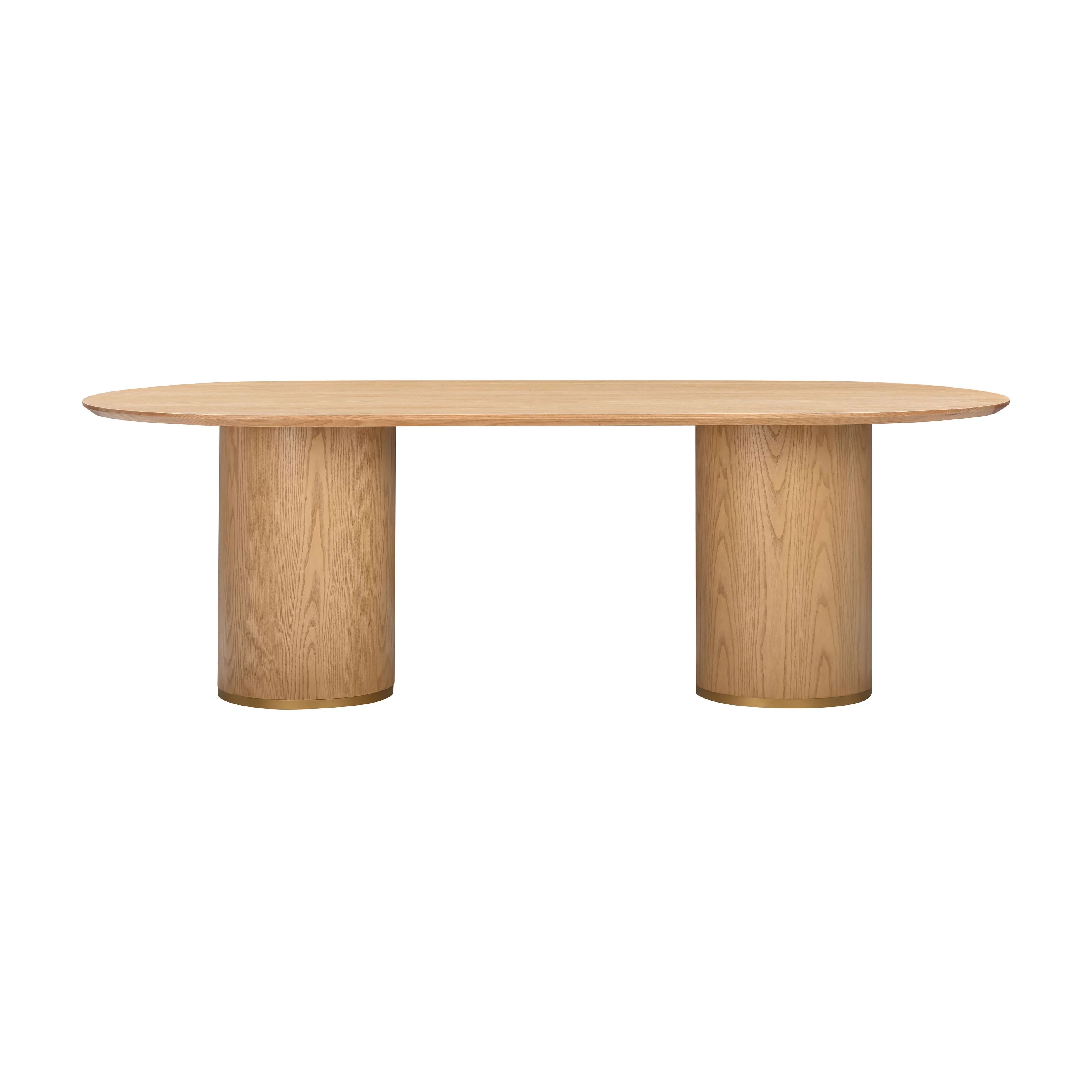 Elegant Oval Oak Wood Dining Table with Cylinder Legs, Modern 8-Seater