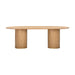 Elegant Oval Oak Wood Dining Table with Cylinder Legs, Modern 8-Seater