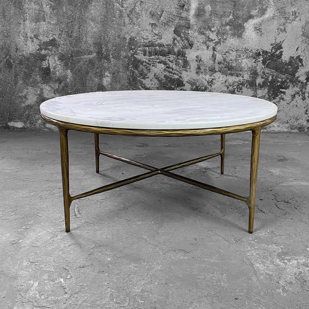 Premium Nordic Marble Top Coffee Table with Forged Metal Legs, Stylish Modern Design