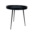 Solid Oak Round Side Table, Black Metal Legs, Living Room Accent