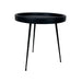 Solid Oak Round Side Table, Black Metal Legs, Living Room Accent