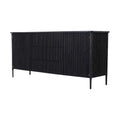Sophisticated Black Fluted Solid Oak Wood Sideboard Cabinet with Storage Drawers