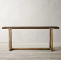 Luxury Modern Console Bar Table - Mixed Material Wood & Metal Design