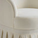 Elegant White Skirt Fabric Upholstered Oak Wood Living Room Lounge Chair
