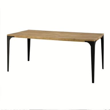 Elegant Nordic Oak Top Dining Table, Black Metal Legs, Six-Seater Kitchen