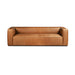Modern 3-Seat Cognac Tan Leather Sofa Couch for Living Room Spaces