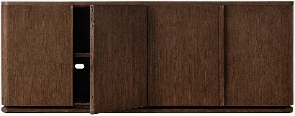 Luxury Solid Oak Living Room Sideboard Cabinet - Handcrafted Natural Wood Storage