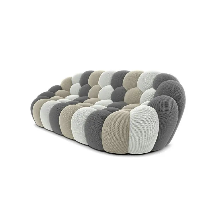 Modern Luxury Italian Boucle Fabric Bubble Module Corner Chesterfield Sectional Sofa Set