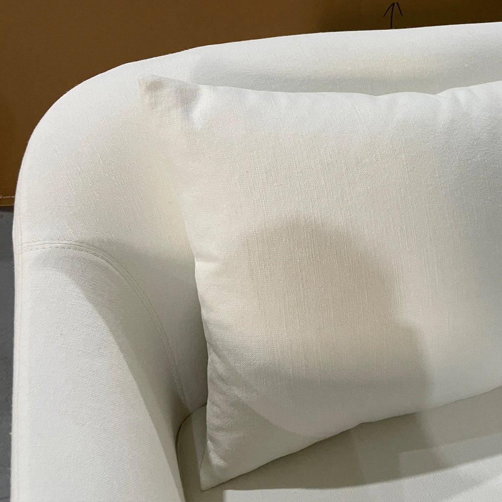 Modern White Linen Upholstered 3-Seater Sofa Couch with Solid Wood Frame