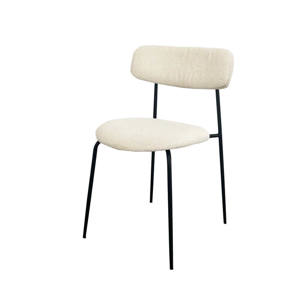 Chic Matte Black Metal Boucle Dining Chair: Modern Upholstered Side Seating
