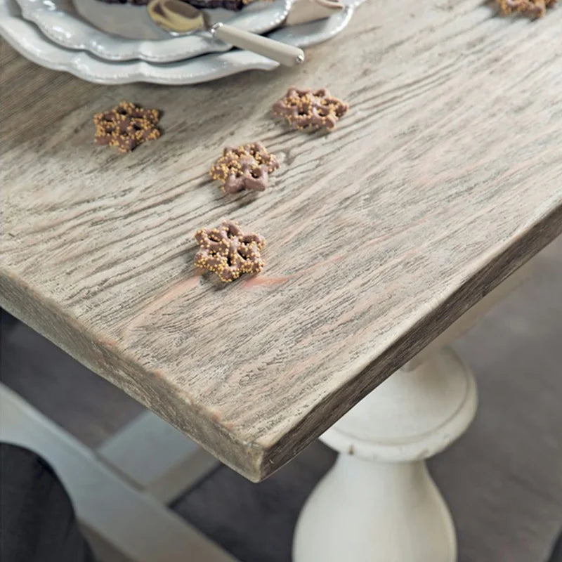 Elegant French Country Farmhouse Solid Oak Wood Dining Table, 8 Seater