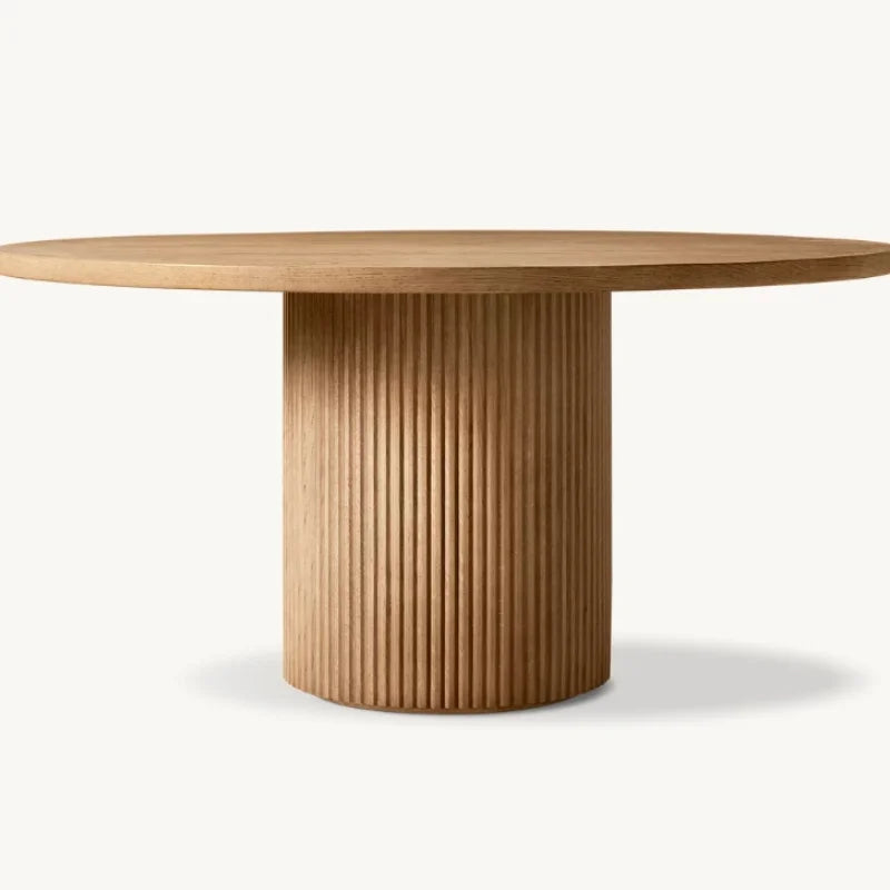 Elegant Solid Wood Round Dining Table for Home & Hotel, Customizable Sizes