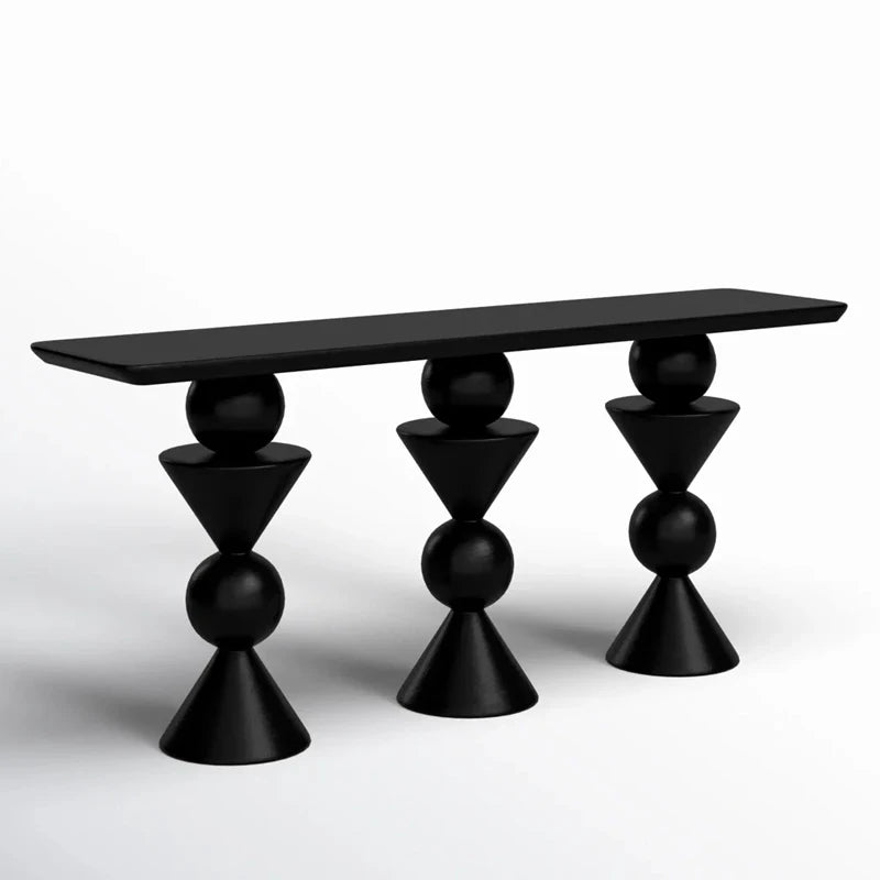 Modern Wabi-Sabi Black Solid Wood Entrance Hallway Console Table