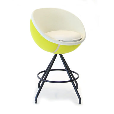Modern Swivel Volley Tennis Ball Bar Stool with Black Metal Base