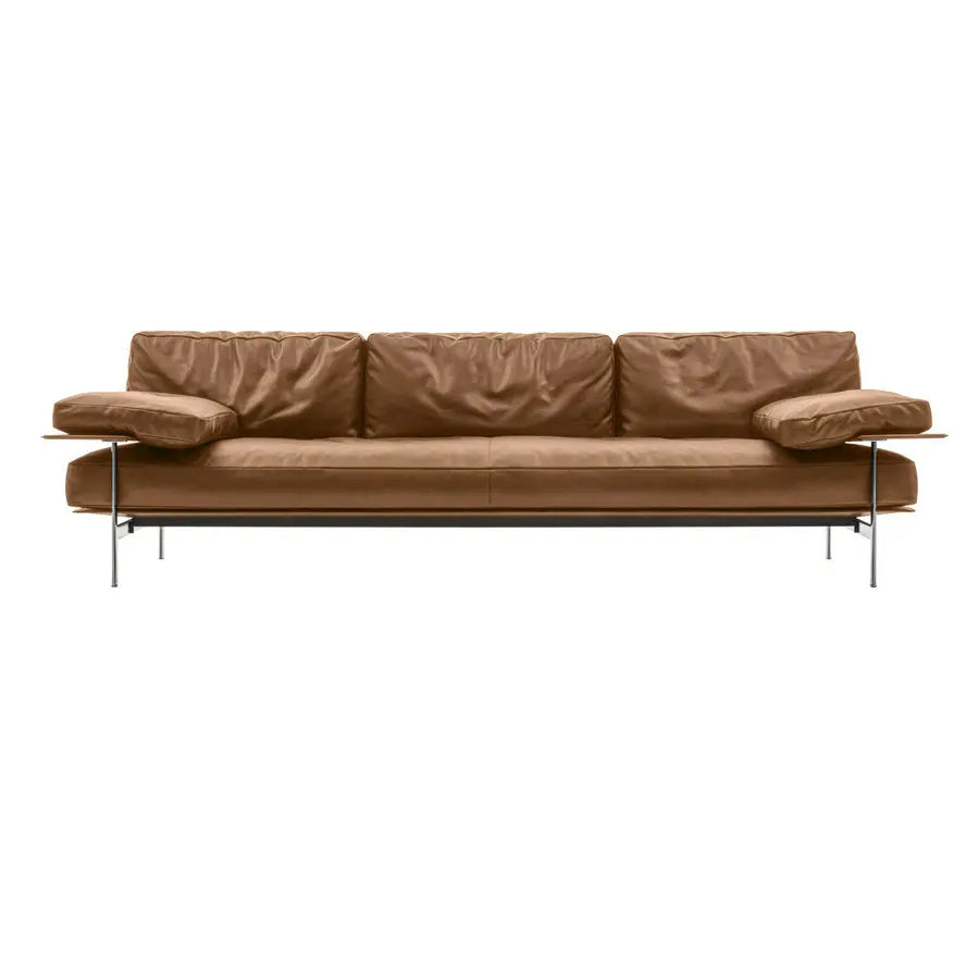 Sleek Modern Stainless Steel Black Leather Extendable Reception Sofa