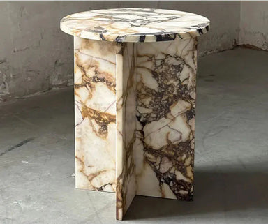 Tostone Calacatta Viola Marble Round Side Table for Living Rooms