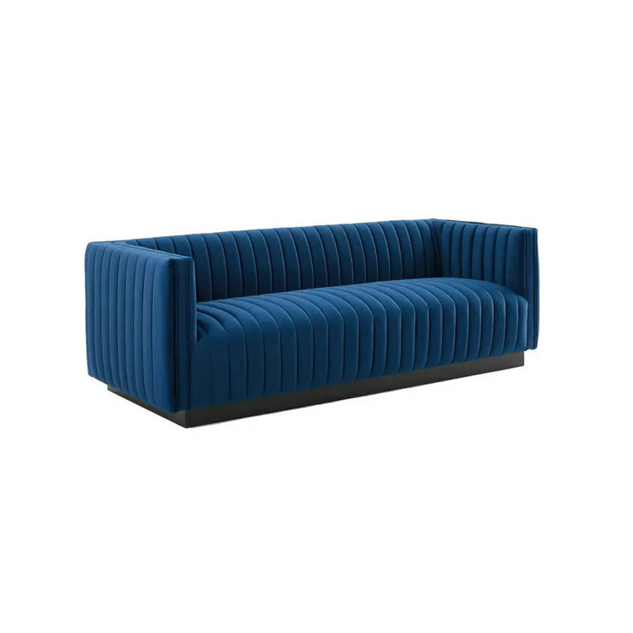 Luxurious Modern Channel Tufted Performance Velvet Sofa Couch for Elegant Living Rooms