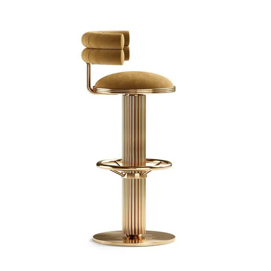 Luxury Modern Velvet Bar Stool with Stainless Steel Footrest