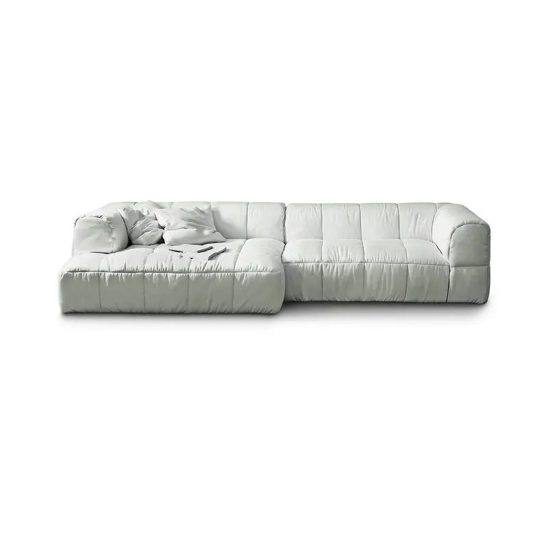 Modern Velvet Tufted Sectional Modular Feather Down I-Shape Sofa Set