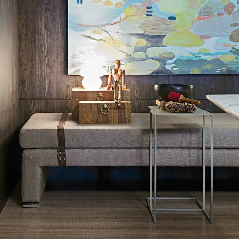 Elegant Upholstered Bed End Bench, Modern Fabric Wood Ottoman for Bedroom