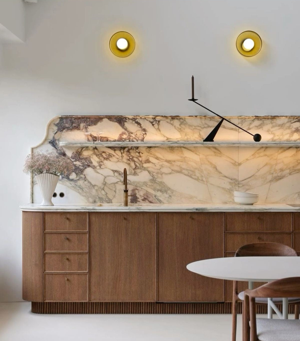 Rolando Solid wood and calacatta marble cabinet basin