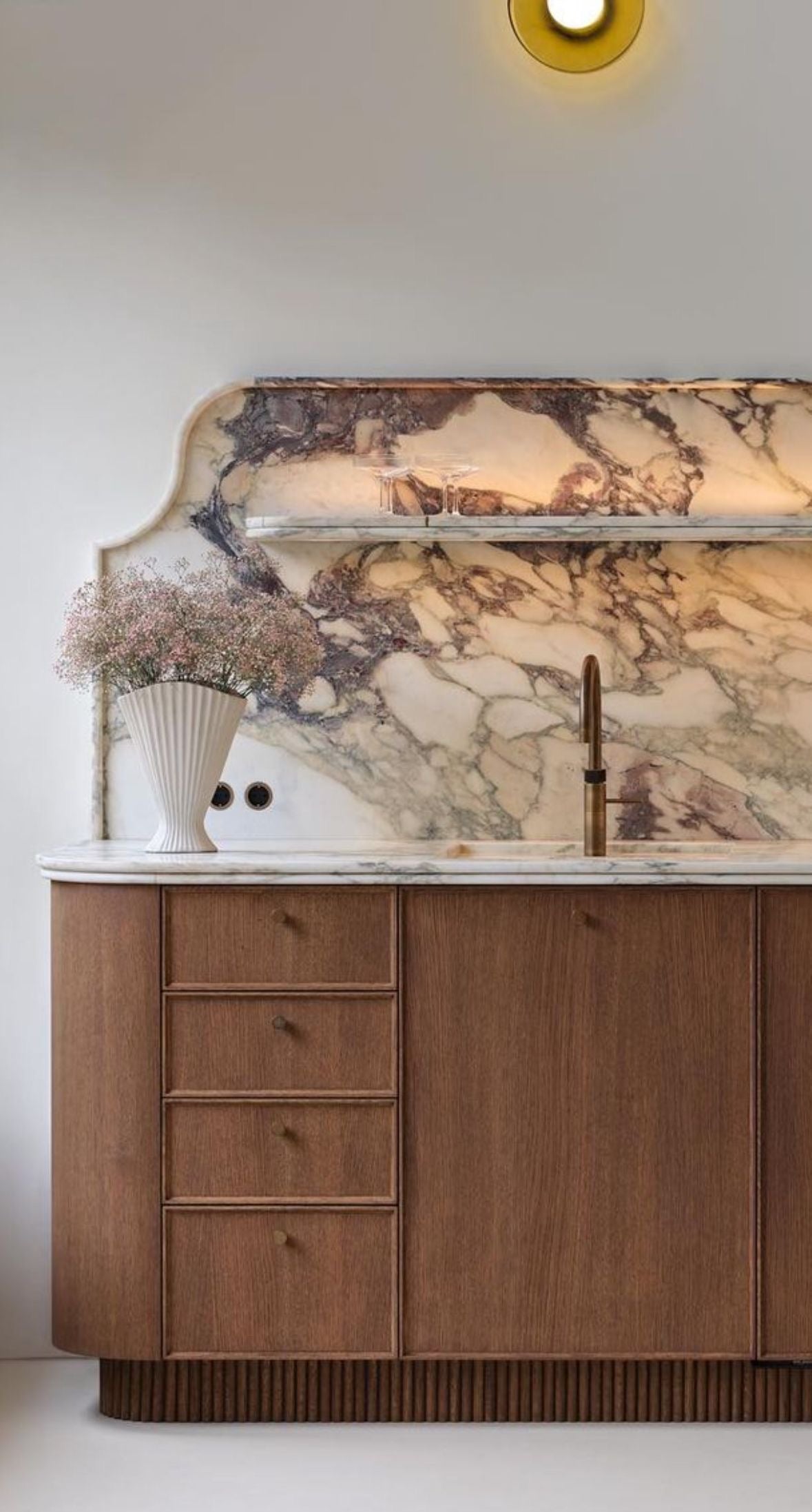 Rolando Solid wood and calacatta marble cabinet basin
