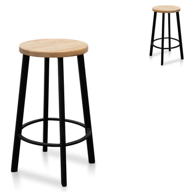 James Bar Stool with Natural Timber Seat - (Set of 2)