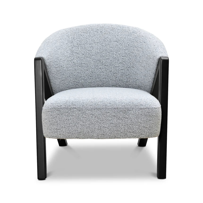 Freddy Fabric Armchair - Light Grey Fleck - Black Oak