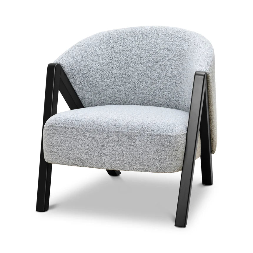 Freddy Fabric Armchair - Light Grey Fleck - Black Oak