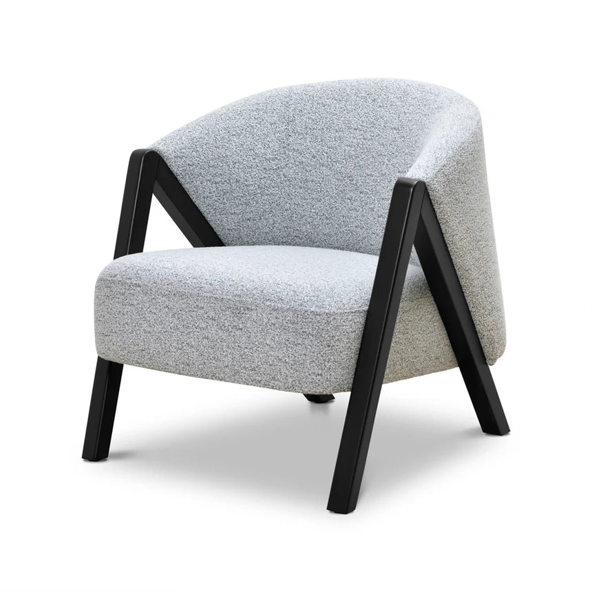 Freddy Fabric Armchair - Light Grey Fleck - Black Oak