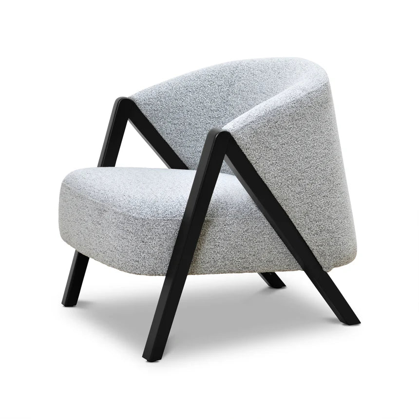 Freddy Fabric Armchair - Light Grey Fleck - Black Oak