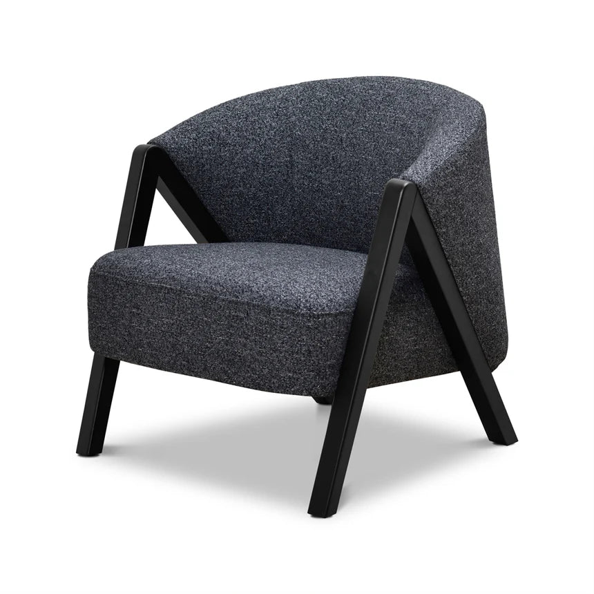 Freddy Fabric Armchair - Dark Grey Fleck - Black Oak