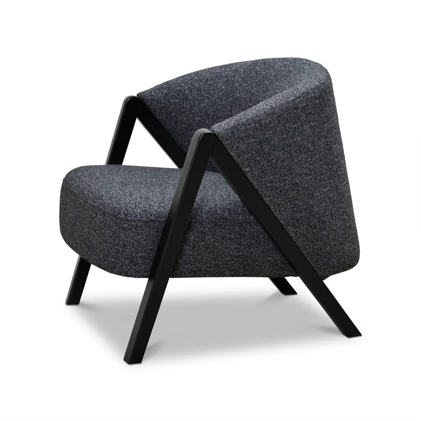 Freddy Fabric Armchair - Dark Grey Fleck - Black Oak