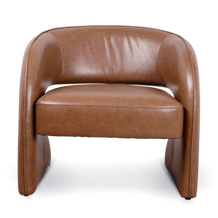 Renata Fabric Armchair - Caramel Brown Leather