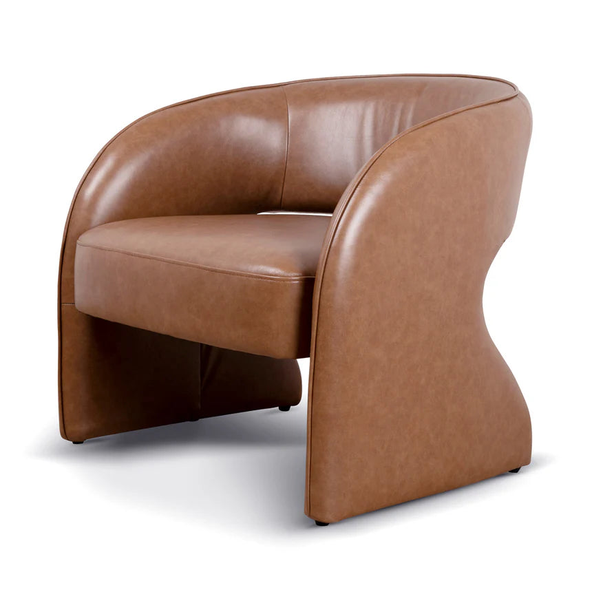 Renata Fabric Armchair - Caramel Brown Leather