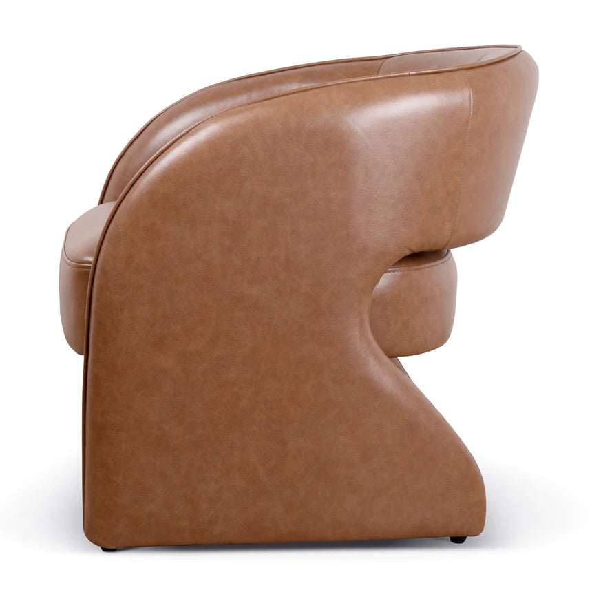 Renata Fabric Armchair - Caramel Brown Leather