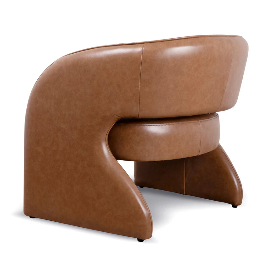 Renata Fabric Armchair - Caramel Brown Leather