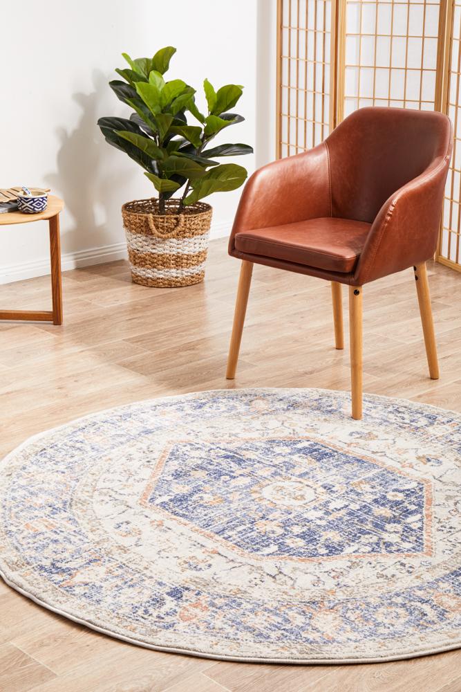 Mayfair Lorissa Blue Round by Rug Culture