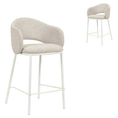 Mani 65cm White Bar Stool - Clay Grey (Set of 2)