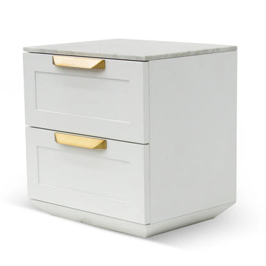 Marble Top Bedside Table - White