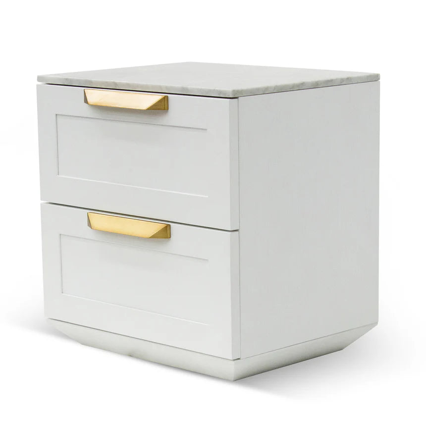 Marble Top Bedside Table - White