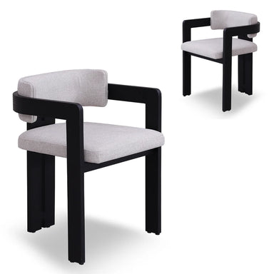 Merari Black Dining Chair - Stone Beige (Set of 2)
