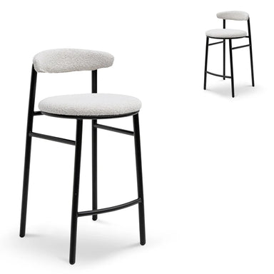 Moon White Boucle 65cm Bar Stool - Set of 2