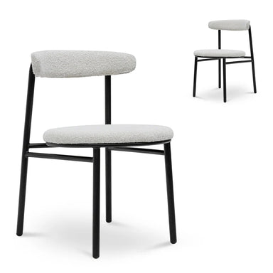 Moon White Boucle Dining Chair (set of 2)