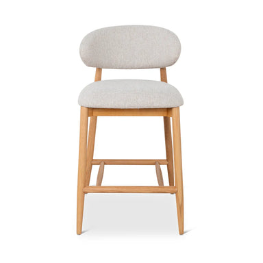 Mya 65cm Coastal Beige Bar Stool - Natural Oak