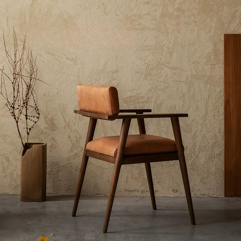 Isolde Genuine Leather Teak Wood Dining Chair