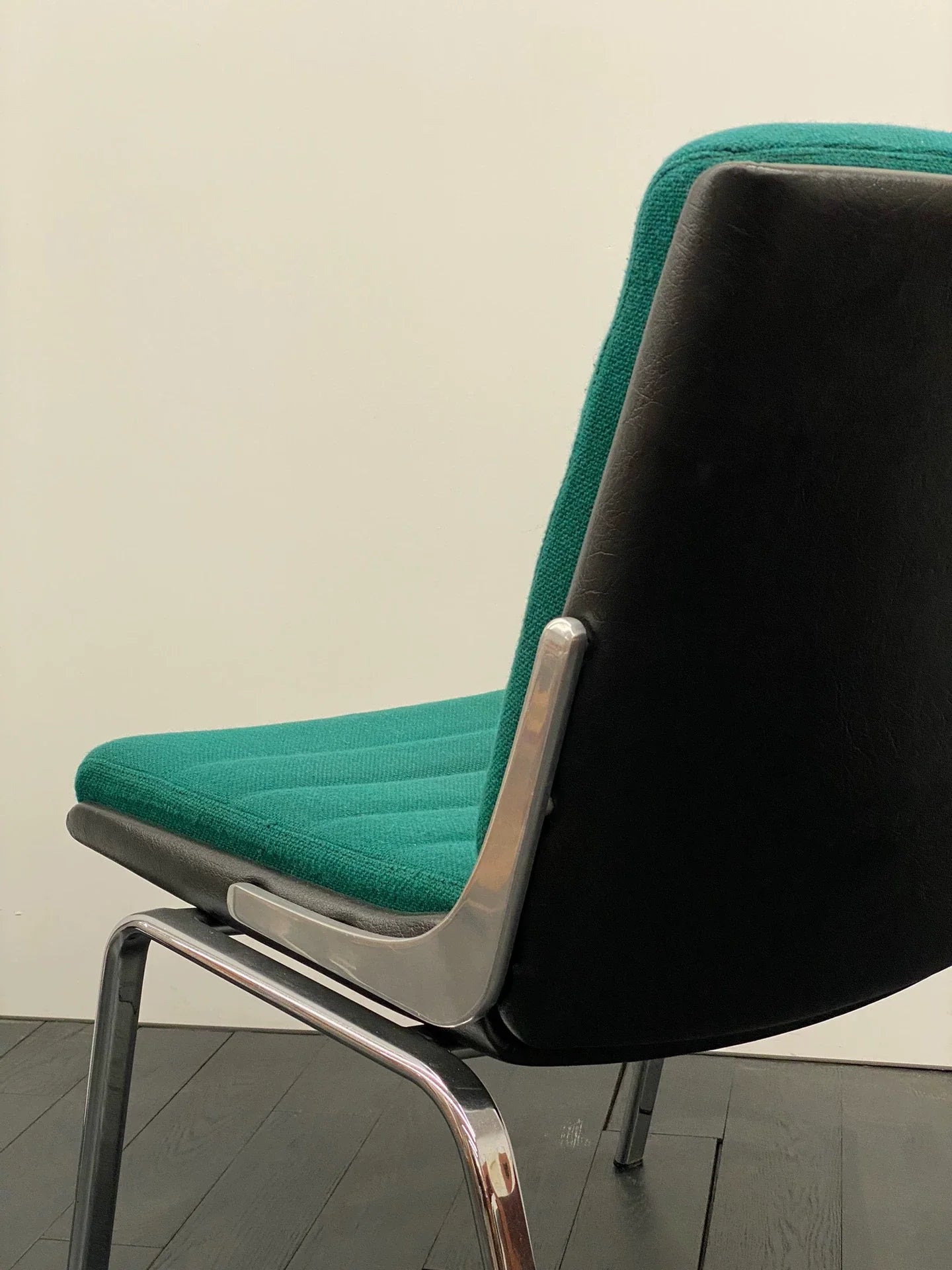 Vintage Drabert 1970s German Lake Green Wool Fabric Lounge Chair Mid-Century