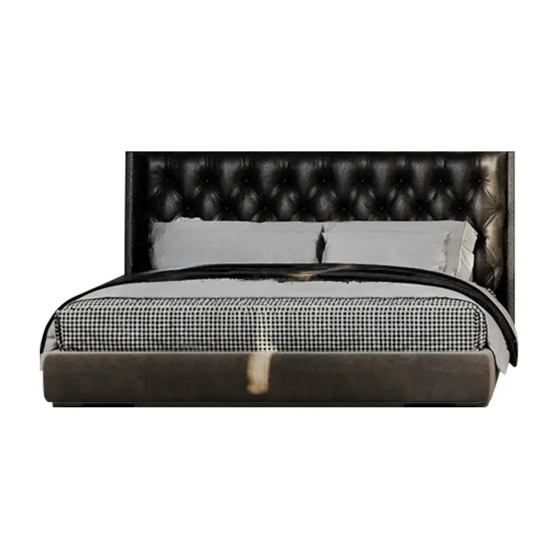 Mercer Retro Black Leather Soft Double Bed
